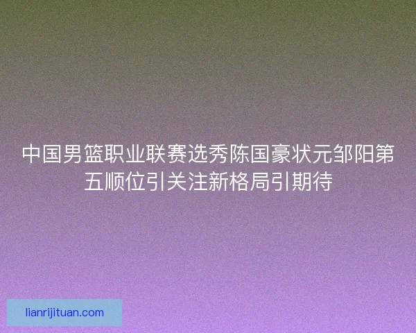 中国男篮职业联赛选秀陈国豪状元邹阳第五顺位引关注新格局引期待